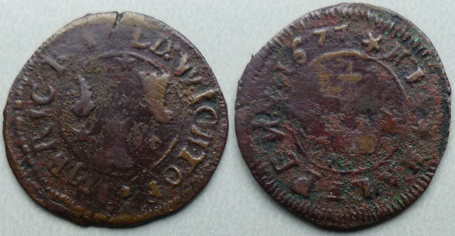 Limerick, Ed Wight 1677 halfpenny, N----